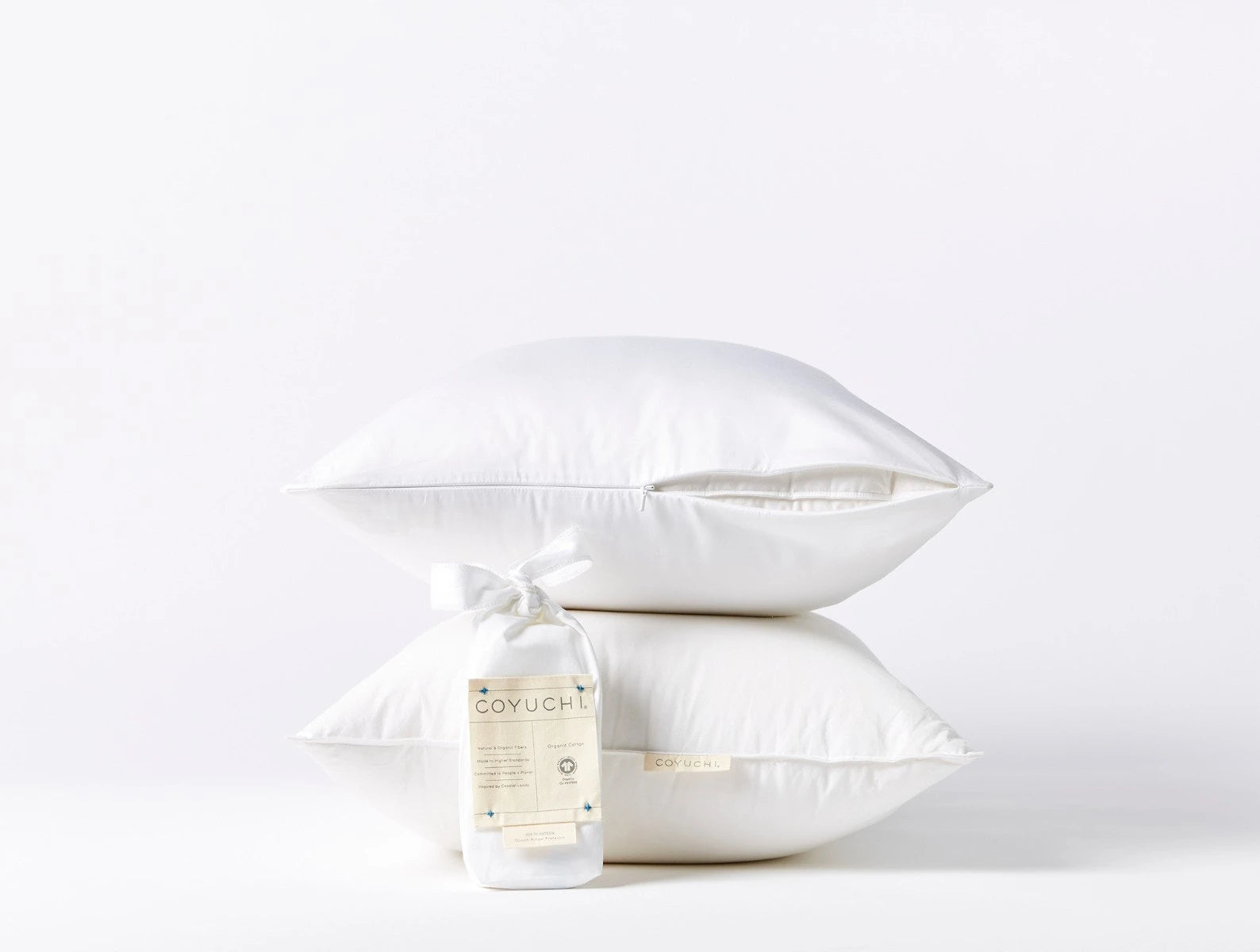 Down Feather Pillows Protectors Bundle Coyuchi