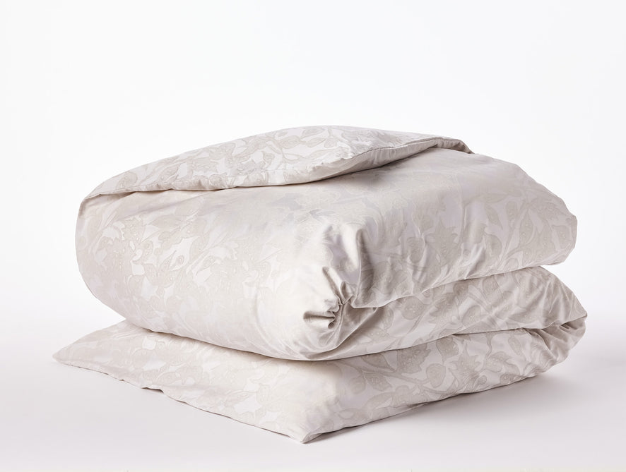 Heritage Organic Percale Duvet Cover | Alpine White w/Stone