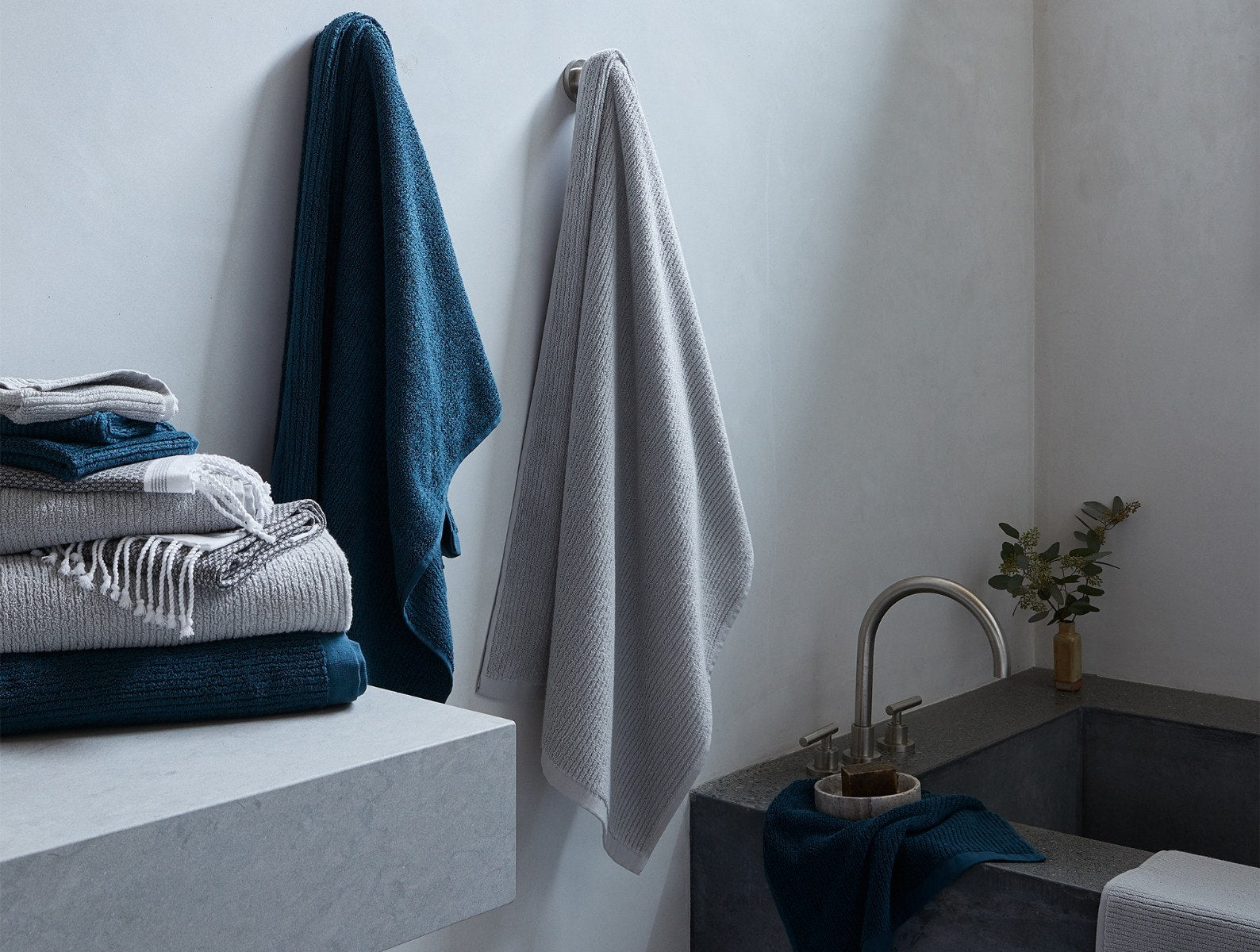 Organic Cotton Turkish Bath Mat Ocean Blue + Reviews