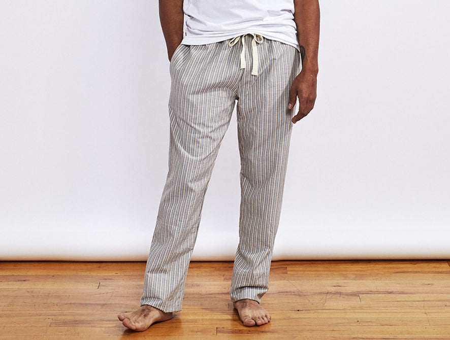 Organic Cotton Loungewear Pants Men's Grey and mint Geometric