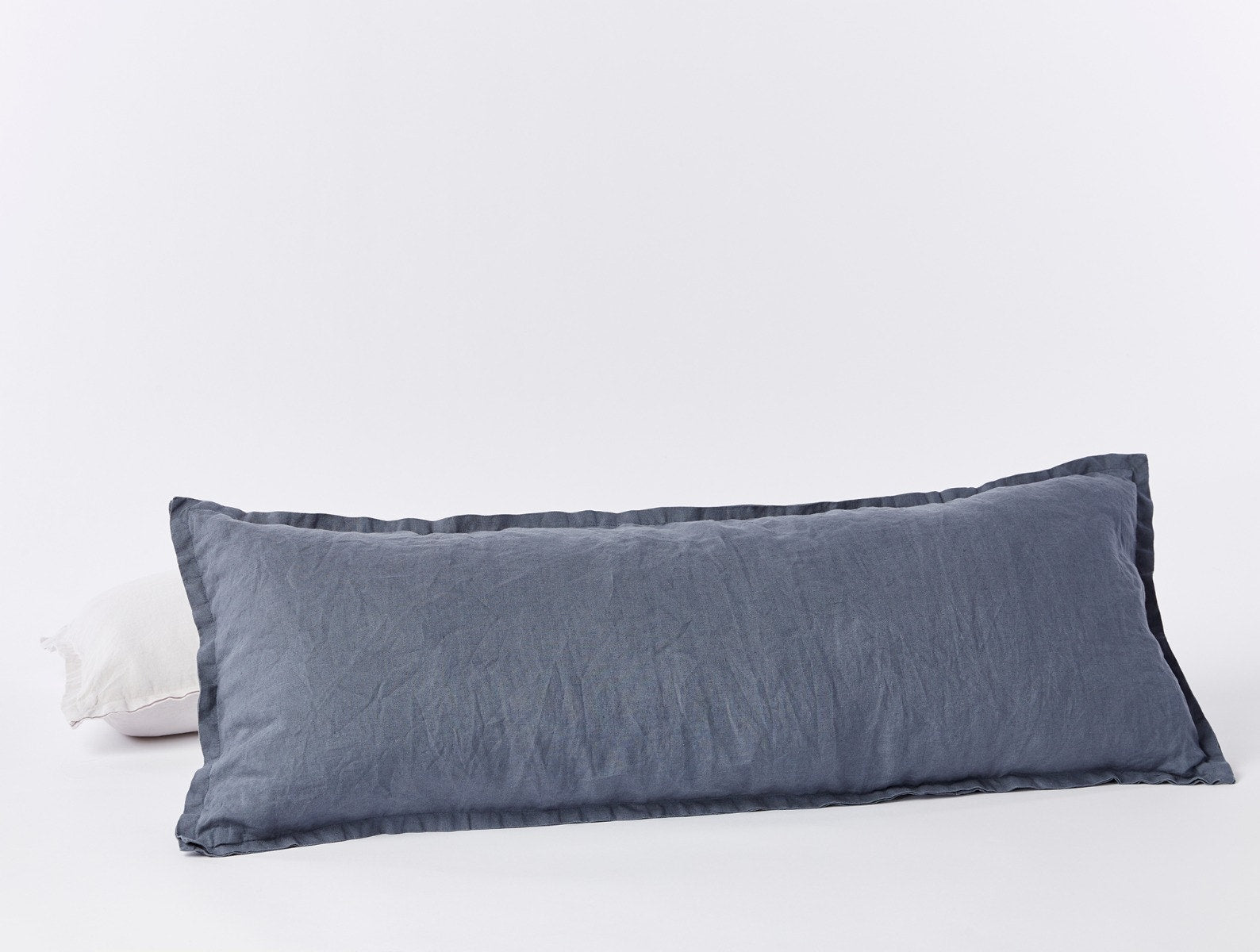 Long Lumbar Pillow, Blue Lumbar Pillow, Lumbar Throw Pillow Cover, BLUE  Linen Lumbar Pillow, Fringe Style Pillow, COVER ONLY 